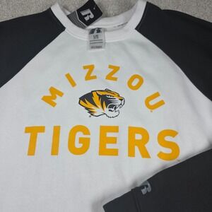 Russell Athletic Mizzou Tigers Sweatshirt Kids Size L White Black‎ Crew Neck NWT